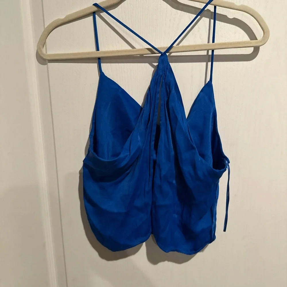 Zara Blue silky Strappy Top - Picture 4 of 4